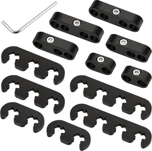 12 Pcs Spark Plug Separators Set,Spark Plug Wire Separator With 1 L Type Wrench,Automobile Spark Plug Wire Clip Holder, Engine Spark Plug Wire Separator Divider Fit For 7mm 8mm Wires,Black