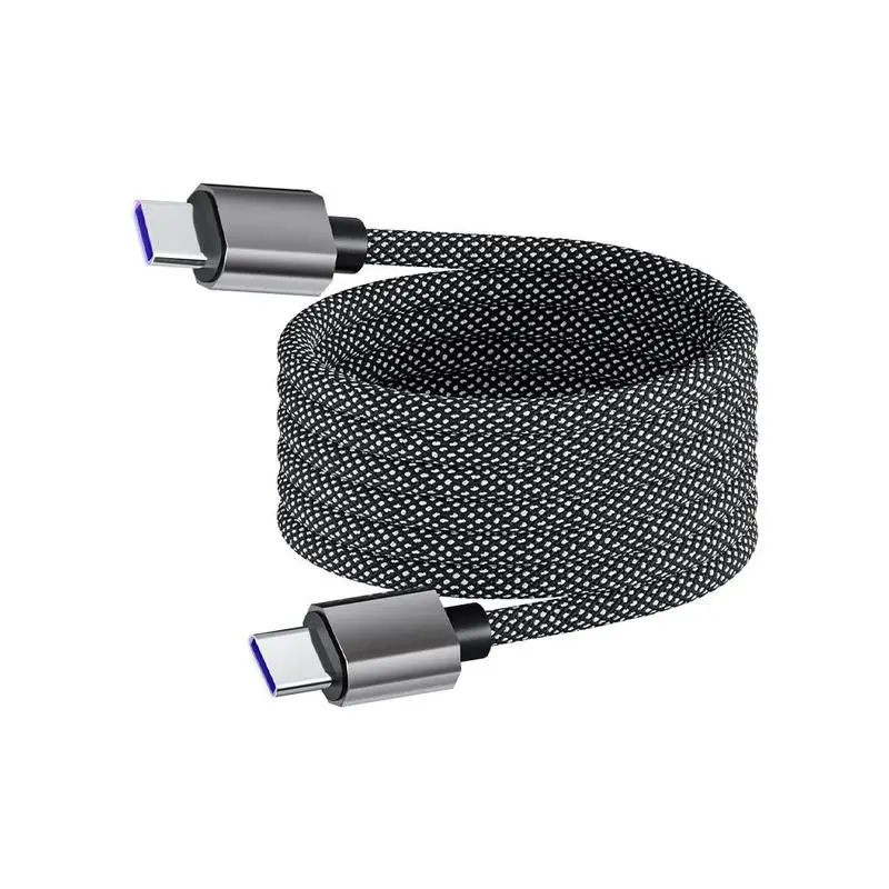 Self-Coiling Magnetic Charging Cable – 60W USB-C Fast Charger Cord, Tangle-Free Data Sync Cable for iPhone, Samsung, Laptop, Tablet, Car & Desk Setup Accessories