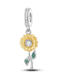 Sunflower Design Rhinestone Decor Pendant, Diy Pendants, Flower Shaped Jewelry Making Charm, DIY Jewelry Accessories for Necklace & Bracelet Making, Rhinestone Charms