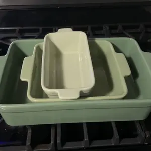 Best Choice Products Ceramic Bakeware Set of 3 Casserole, Loaf, and Square Dishes w/ Handles