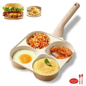 4-hole non stick fryingwith Handle, Frying ,Breakfast Egg , cup Cookingware , easy clean, works on gas stove & induction. versatile kitchen cookware for home chefs!  Cooking Accessories, design egg gadgets  Must-have kitchen gadget burger  small pan Nonst