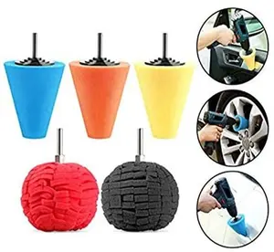 SLTG2020 5Pcs Burnishing Foam Sponge Polishing Cone Ball Buffing Pad Car Wheel Hub Cleaner Set