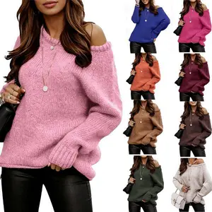 Burgundy Sweater For Women Casual Long Sleeve Fall Sweaters Crew Neck Soft Ribbed Knitted Oversized Pullover Loose Fit Jumper Maroon Sweater Women deep  v  neck  sweater