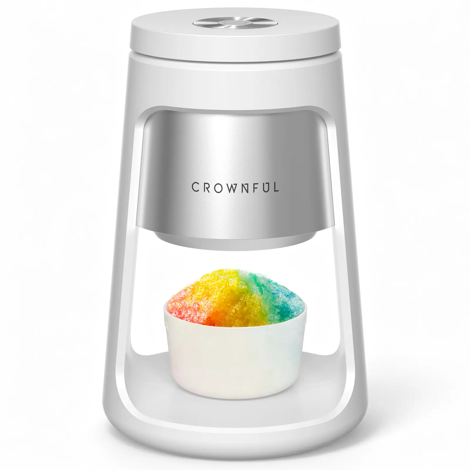CROWNFUL Stainless Steel Shaved Ice Machine - Home Use Specialty Kitchen Appliance, Easy to DIY Snow Cones & Frozen Cocktails, 2 Ice Cups Included, Ideal Gift for Women, Frozen Slushy Maker Slushy Effect Model