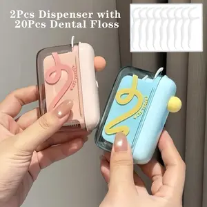 2Pcs Floss Dispenser with 20 Pcs Dental Floss, Travel Flosser Dispenser Storage Case