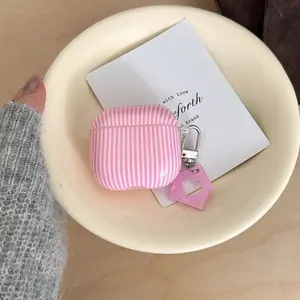 Striped House Pendant Earphone Case for Apple AirPods Pro 2/pro/4/3/2, Fashionable Women's Simple Earphone Cover