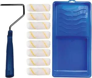 Paint Roller Tool Kit - 10 Piece Painting Set - Mini Plastic Paint Tray Set, Mini Roller Frame,Microfiber Roller Covers