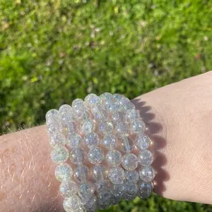 One Crackled Clear Quartz Bracelet