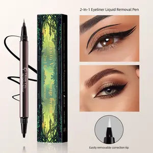 【Charm Vary】Long-lasting liquid eyeliner, 2-in-1 dual-ended design - lightweight and waterproof, vegan formula, no animal testing, smooth application for 24 hours, with a creamy and silky texture.