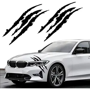 2 count Claw Mark  for ,Headlight  Sticker,Stripes Scratch Decal Vinyl for   SUV Pickup  Window  ect (Black)