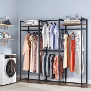 Tribesigns Garment Rack Heavy Duty Clothes Rack Free Standing Closet Organizer with Shelves, 4 hanging Rods for Bedroom Metal Adjustable Shelf Hangable Shelf Hangable