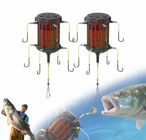 Anti-Snag 8 Hooks Fishing Rig with Bait Cage – Fast Setup, Catch More Big Fish Feeder Rig for Carp Fishing
