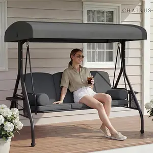CHAIRUS 2 Person Outdoor Waterproof Patio Swing with Canopy Heavy Duty Adult Bench Weather Resistant Y-shaped Frame for Backyard Porch Garden tiktokshopspringglowup