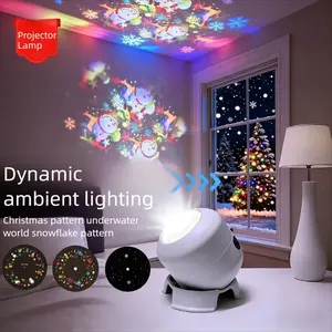 LED Projector Lamp Set, Snowflake Santa Ocean Dynamic Rotation Holiday Decor, Kids Room Atmosphere Night Light, Laser Projection Gift Lamp, Starry Sky Projector