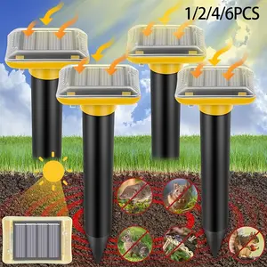 Solar Animal Repeller, Ultrasonic Vibration Mouse Snake Deterrent, Electronic Pest Repellent, Rodent Repellent, Solar Rechargeable, Home Pest Control, 1/2/4/6pcs, Non-Battery Included