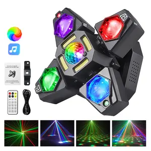XDV 60W 3-in-1 Magic Ball Laser Strobe Light – DMX512 Sound Active Stage Light with RGBW LED, Red/Green Lasers & Strobe for DJ Parties KTV