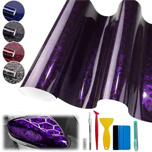 Forged Gloss Carbon Fiber Vinyl Wrap Roll Air Release Sticker Sheet Film DIY Decal Car Auto Vehicle Morotcycle Self Adhesive (1ft x 5ft)