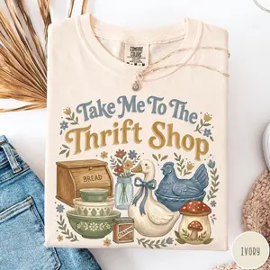 Take Me To The T-Shirt, Vintage Thrifting Shirt, Grandmacore Antique Lover Tshirt, Cottagecore Thrifter Gift