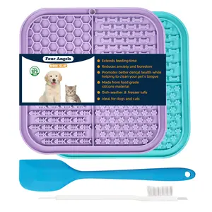 2PCS Lick Mat for Dogs and Cats,Premium Lick Pad with Suction Cups for Dog Anxiety Relief,Dog Treat Mat Perfect for Bathing Grooming Blue&Green-MSD silicone feeder peanut butter