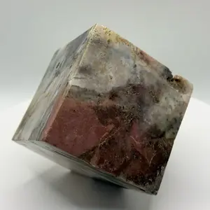 Natural Ocean Jasper Floating Cube Hand-Selected Healing Crystal from Madagascar with Orbicular Patterning and Druzy Inclusions for Metaphysical Healing and Home Décor