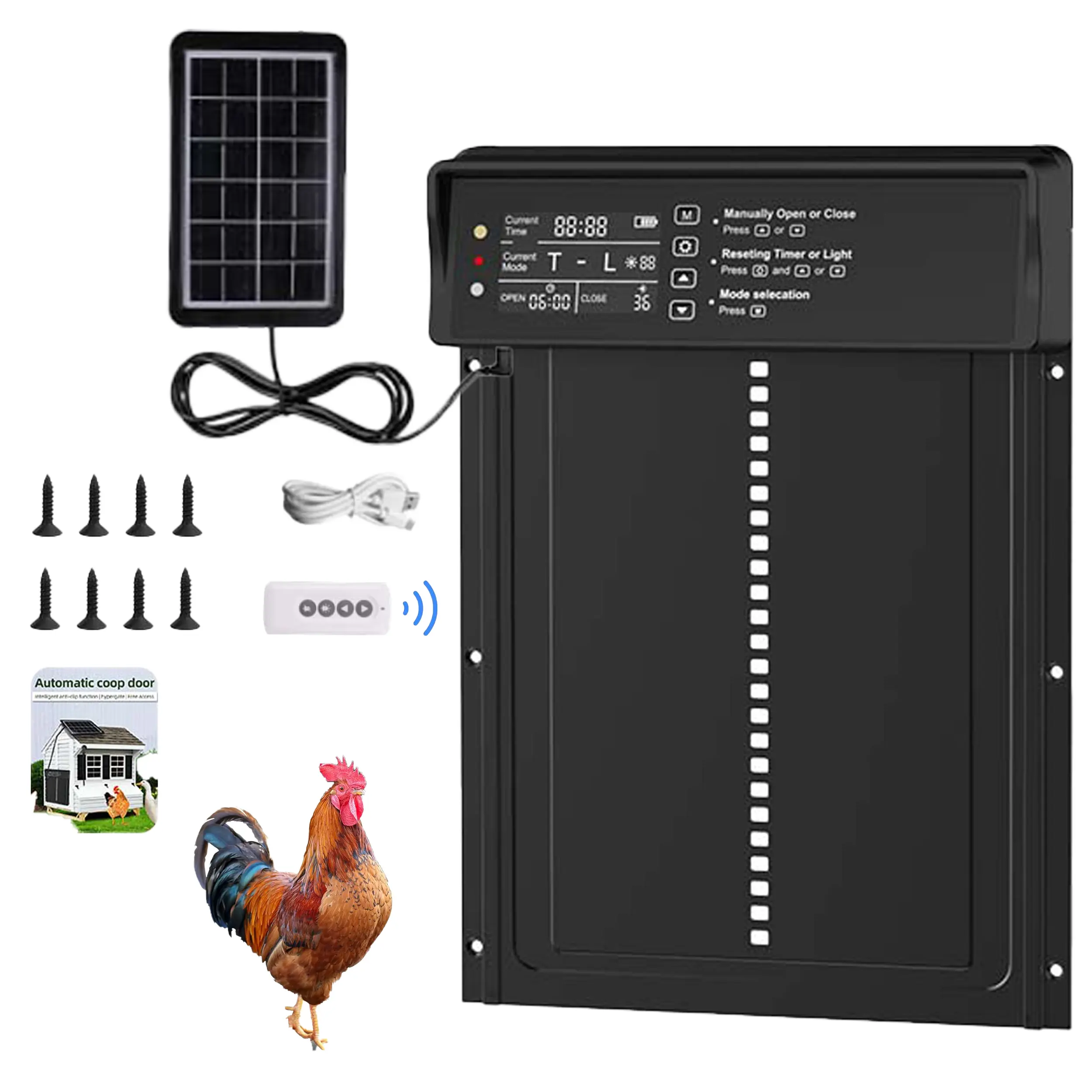 FarmParadise Solar Chicken Coop Door #SummerVibes #PetLovers – Automatic Coop Door with LCD Display, Timer Setting & Large Opening Outdoor Poultry Hutch & Cage