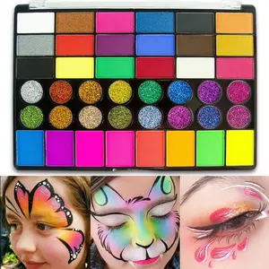 42 Color Body Paint Palette, 1 Box Matte & Glitter Finish Face & Body Paint Pigment, Multifunctional Makeup Products for Cosplay Stage Performance