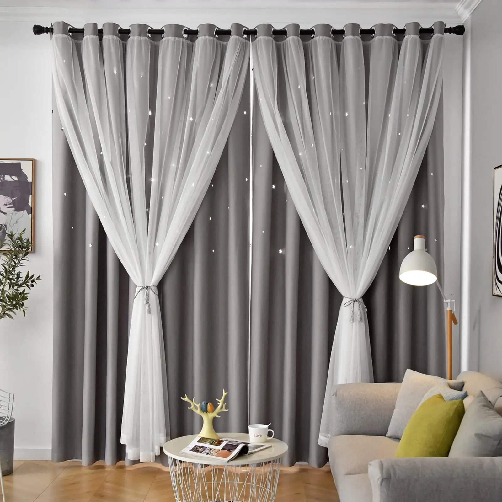 Star Pattern Curtain, 1 Count Modern Simple Blackout Window Cover Curtain, Window Curtains, Window Drapes for Home Living Room Bedroom, Home Decor, Home Decoration Curtain