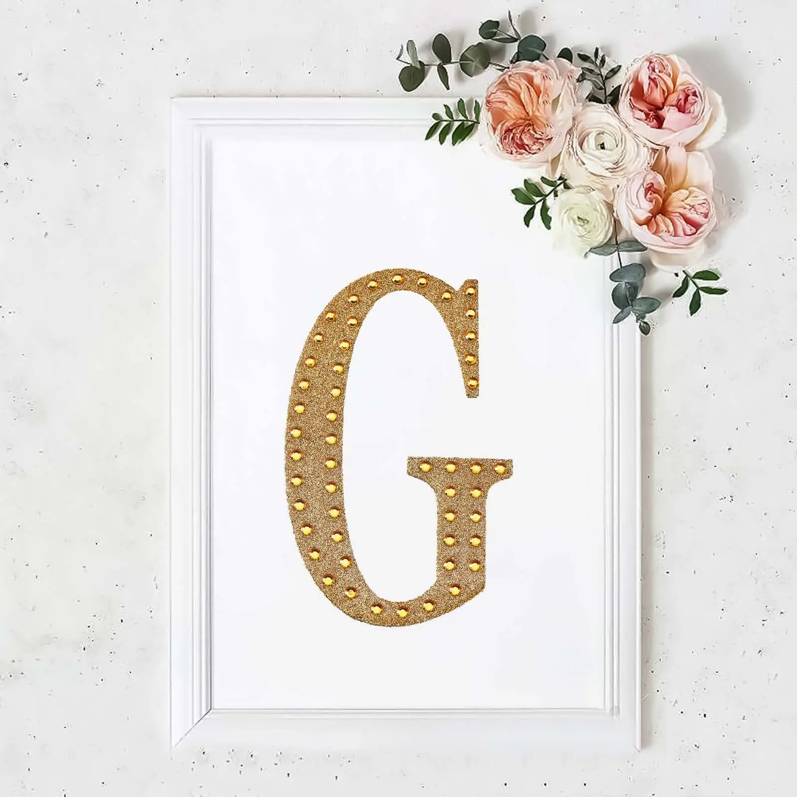 8" Gold Rhinestone Alphabet "G" Letter Stickers, Basic Decorative Decal, Adhesive Glitter DIY Crafts Embellishments, Scrapbooking Crafting Supplies for Room, Banquet