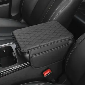 Multifunctional Car Center Console Armrest Pad, PU Leather Car Armrest Box Pad with Side Storage Pocket, Universal Car Accessories for Stowing & Tidying