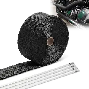2" x 16' Black Exhaust Heat Wrap Roll for   Heat Shield Tape, Heat Shield with Stainless Steel Tie