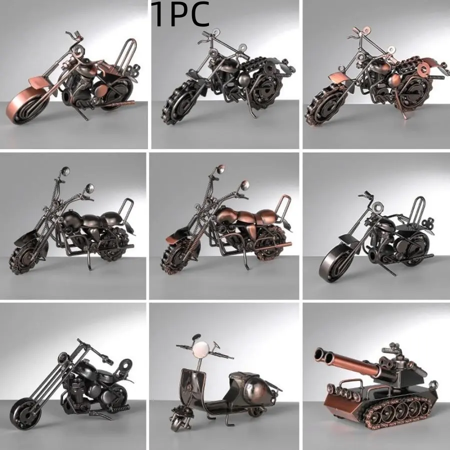 Vintage Motorcycle Car Model Decorative Piece, Living Room Bar Cabinet Ornament, High-End Iron Metal Craft Sculpture, Elegant Home Decoration, Living Room Ornaments, Desktop Decoration Ornament, Home Decor Statue, Decorative Statues
