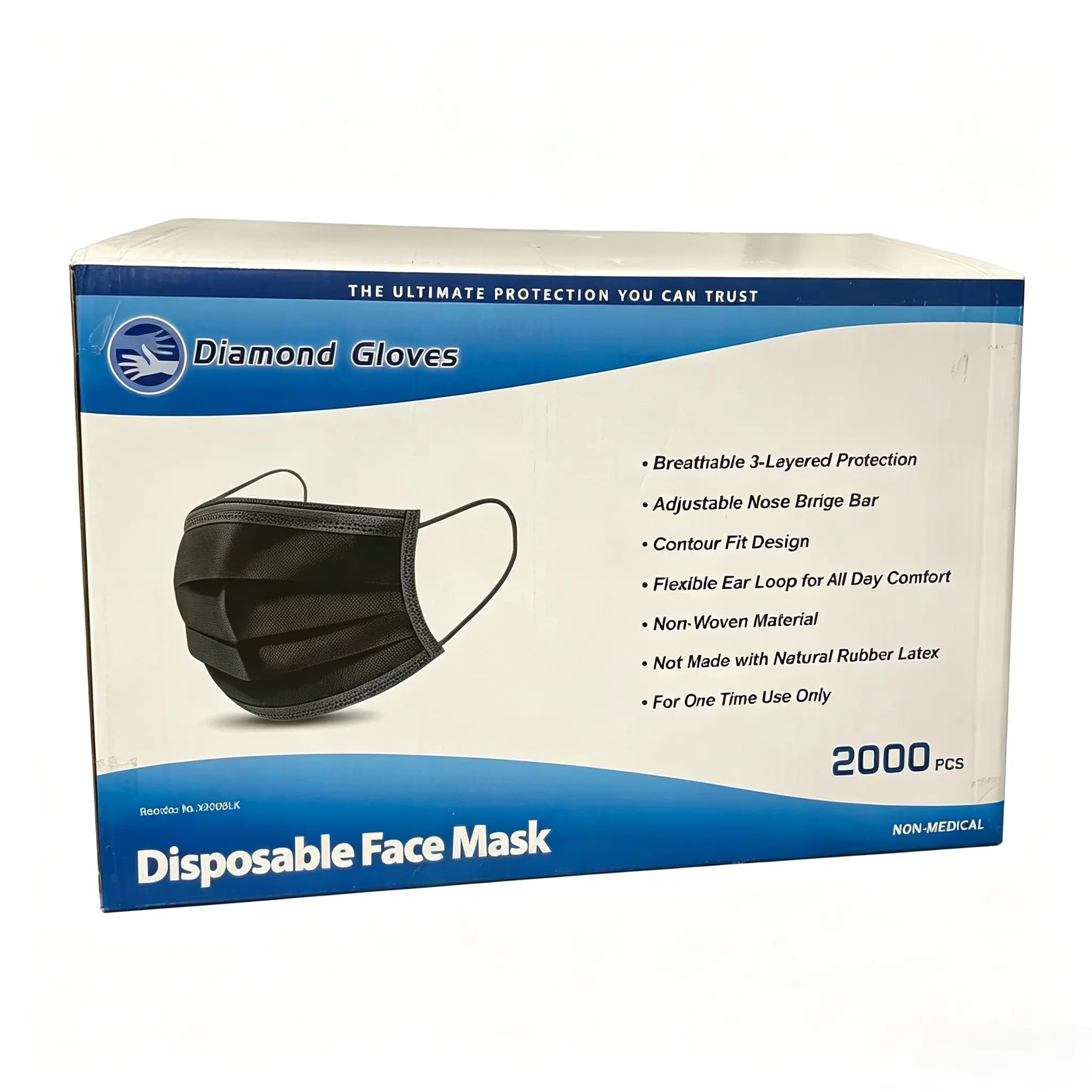 3-Ply Disposable Cotton Face Masks for Adults, Breathable with Comfort Ear Loop, 1 Size for Everyday Travel - 2000 Pcs, One Size, Basic