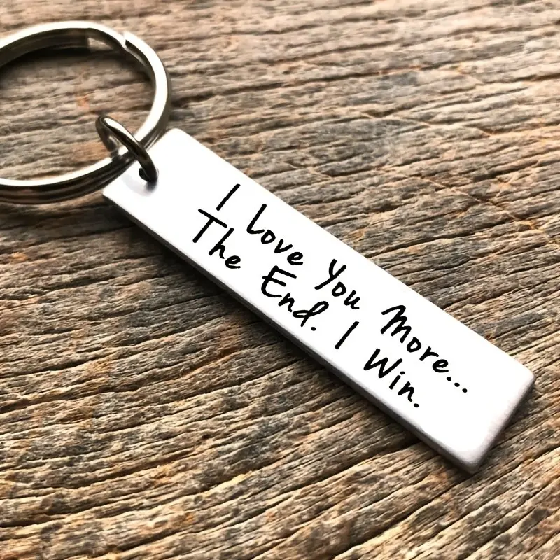 1pc Romantic "I Love You More, The End, I Win" Stainless Steel Keyring - The Perfect Couples Gift for Birthdays and Anniversaries Suitable as a commemorative gift for girlfriends, wives, and mothers Stainless Steel Keychain Authentic Keychain