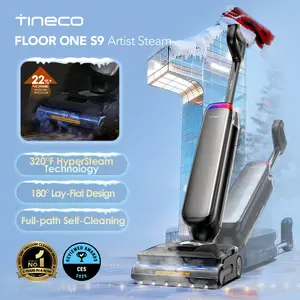 Tineco Floor One S9 Artist Steam Wet Dry Vacuum Cleaner, High-temp Steam Cleaning, 22kPa Suction, 360° SmoothDrive, Anti-Tangle Design, 185°F Flashdry, Long Runtime, 180° Lay-Flat
