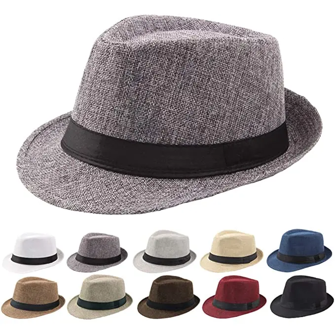 Fedora Hat, Straw Trilby Cuban Sun Cap Panama Short Brim Floral