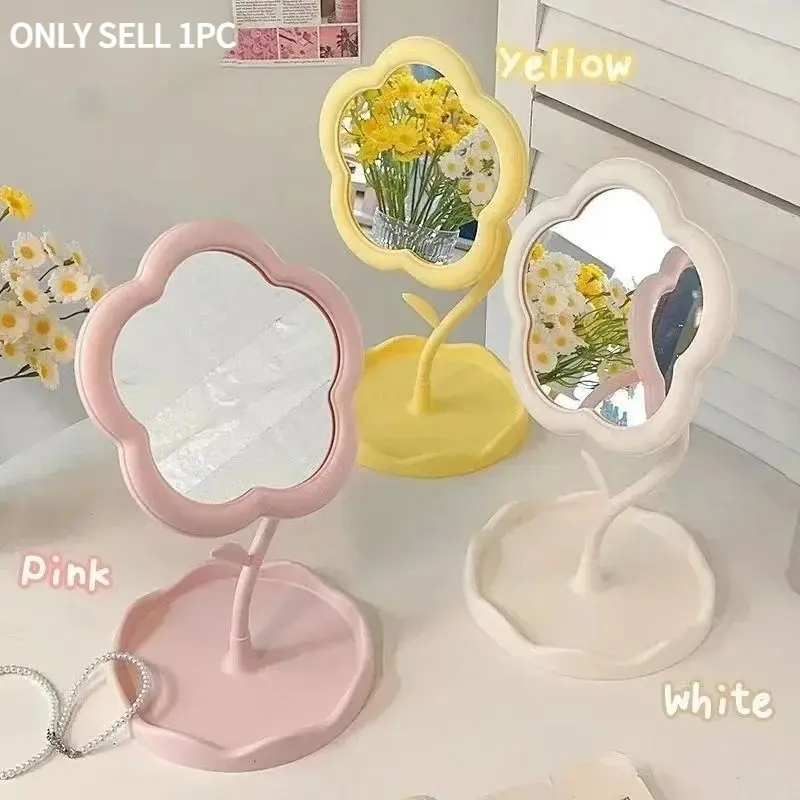 Cute Flower Design Desktop Mirror Creative Bedroom Home Decor Gift High Aesthetic Value Gao Yan Style Vanity Decorative Mirror Scalloped Mirror With Mirror