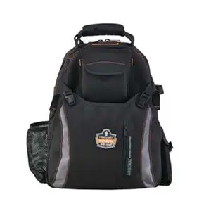 Ergodyne 5843 Dual-Compartment Portable Tool Bag - Black Ballistic Poly, Moisture-Proof Construction Tool Organizer for Mechanics