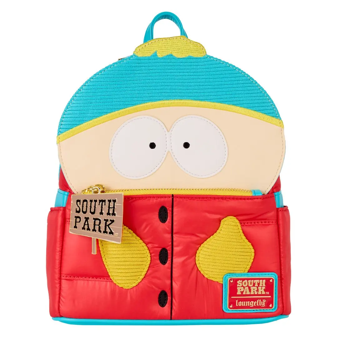 Loungefly South Park Cartman Cosplay Mini Backpack, Casual Character Graphic with Sherpa, Embroidered Details & Enamel Charm, Casual Printed Backpack, Animated Character Graphic Backpacks