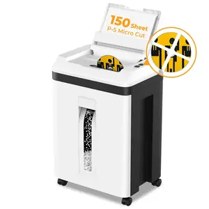 QUIETLEMON 150 Sheet Auto Feed Paper Shredder, P5 Micro Cut Heavy Duty Shredder for Home Office, Shreds Credit Cards, CDs & Staples, 5.3 Gallon Bin