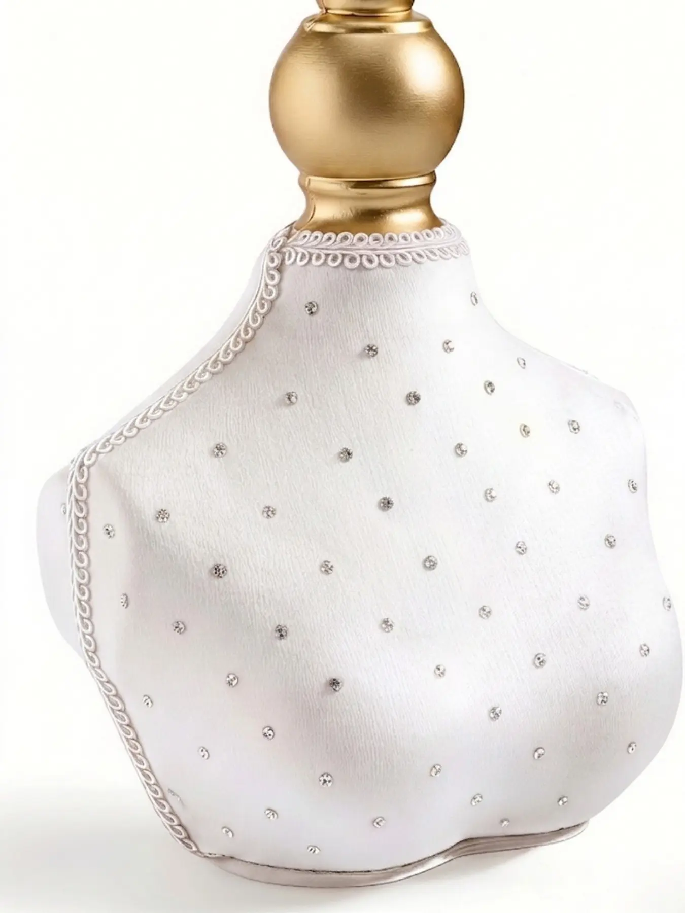 Retro Diamond-Studded Velvet Necklace Display (6.7"), Exquisite Decorative Jewelry Stand, Elegant Jewelry Organizer, Perfect for Home Bedroom/Closet Storage & Wedding Shows