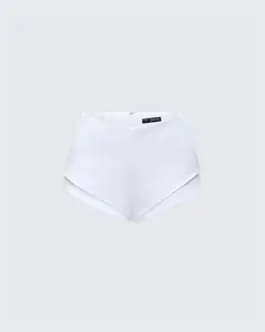 Mitchie White Tailored Double Hem Shorts