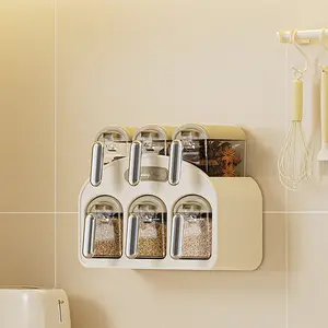 Wall-Mounted Kitchen Spice Box Pet Seasoning Jar with Spoon, Sealed Storage Container, Durable & Convenient Organizer