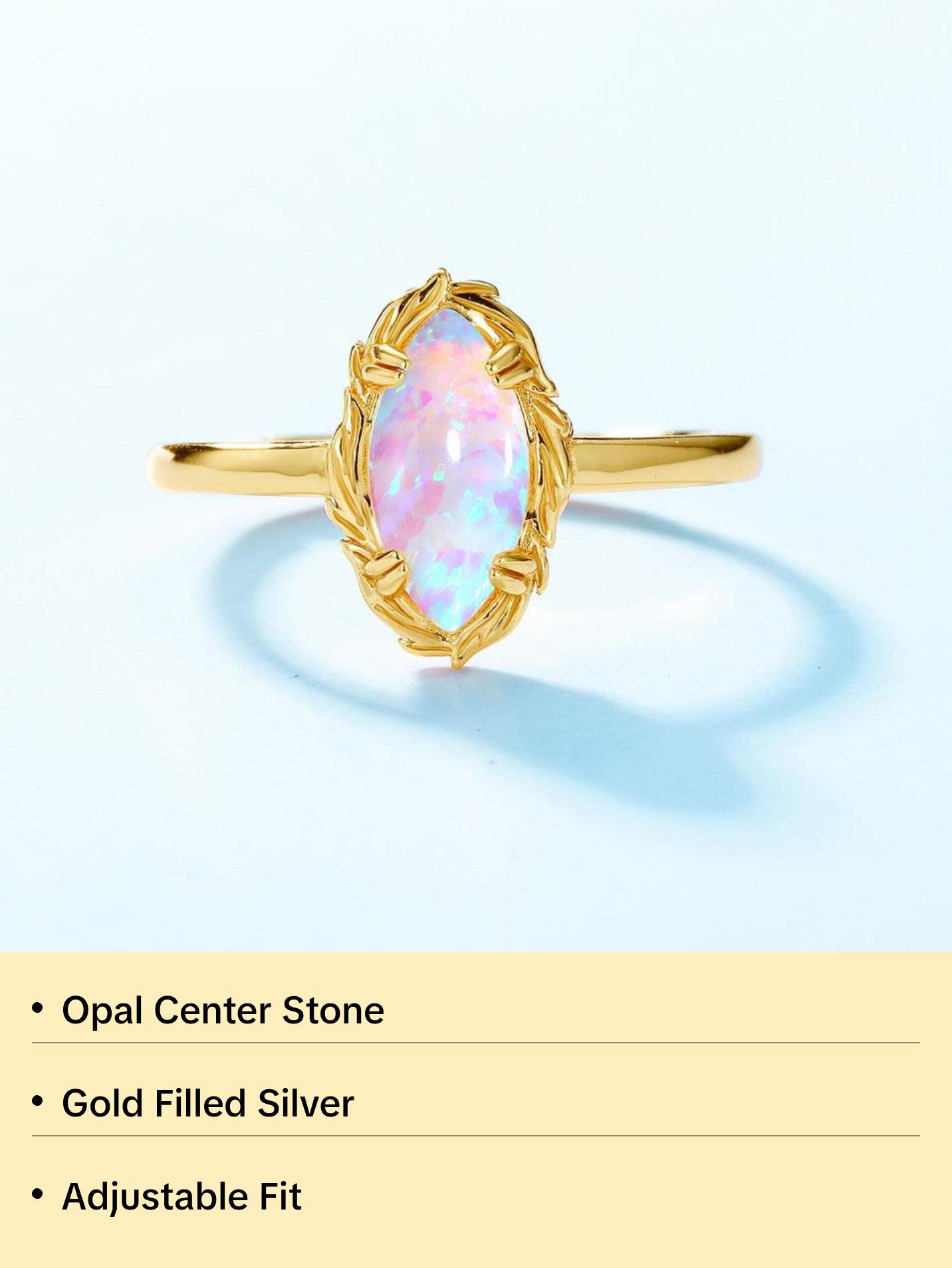 Opal Marquise Cut Adjustable Ring