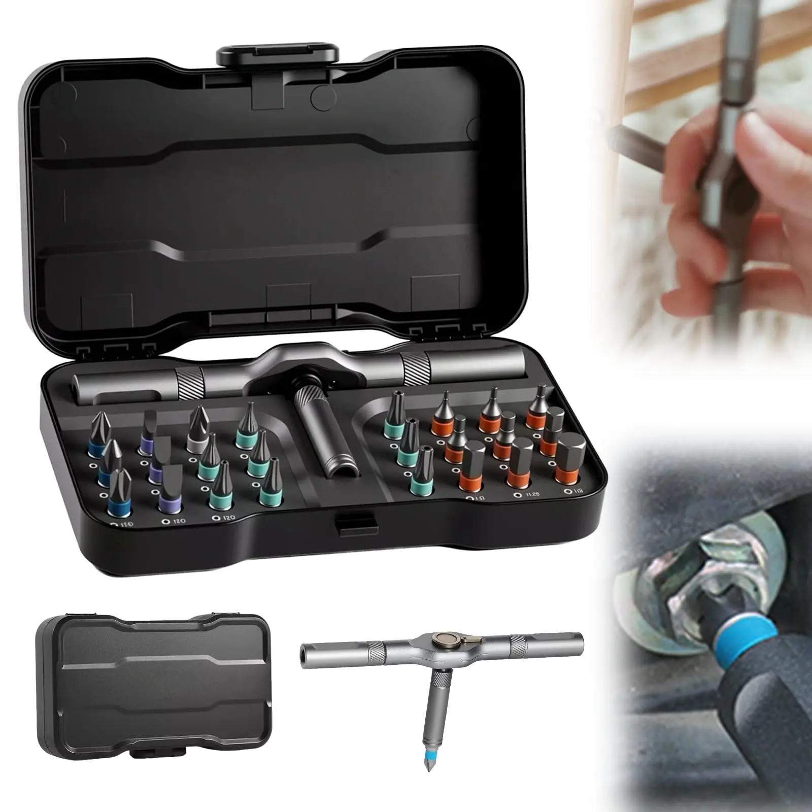 24-in-1 Ratchet Screw0driver drill Set, Magnetic Precision Bitswith Detachable Handle & Case.Multi-Purpose MiniScrewdriver Kit for DlY,household appliances, MultifunctionPortable minimalist tool kit,Tool gadgets Heavy DutyHardware, Metal Handle