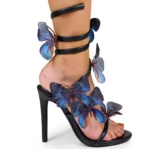 NIKIA-237 WOMAN HEEL LEG STRAP THIN HEEL BUTTERFLY DESIGN