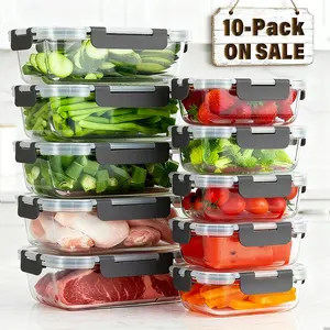 10 Pack Glass Meal Prep Containers with Lids, Reusable Glass Food Storage Containers with Lids, Leak Proof, Microwave, Oven, Freezer and Dishwasher Safe, Bpa-free Lid Glass Kitchenwave Lunch Box Utensils