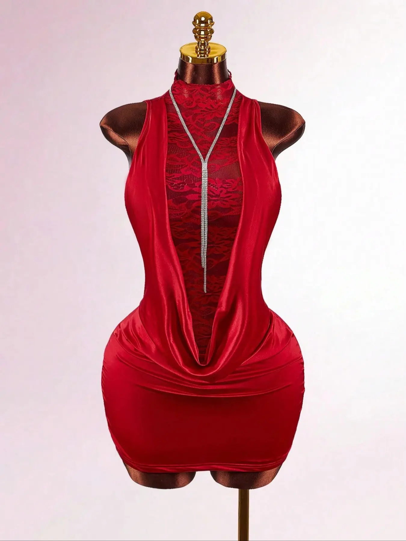 Sexy Lace Cut-Out Fitted Sleeveless Short Dress, Elegant Fashion Style Dress for Summer, Perfect for Parties and Events, Womenswear Garment