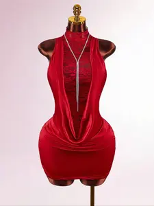 Sexy Lace Backless Cut Out Fitted Sleeveless Short Dress, Elegant Summer Fashion, Perfect for Parties and Events, Women's Casual Wear, Womenswear