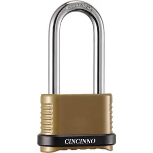 4 Digit Combination Lock, Heavy Duty Combo Padlock with Long Shackle for Outdoor Use, Sheds, Locker, Storage Unit, Gym and Gate
