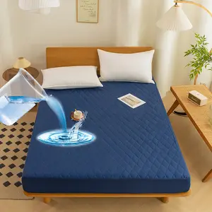 1pc Layered Waterproof Mattress Protector (Without Pillowcase And Pillow Insert) Soft And Comfortable Solid Color Bedding Mattress Cover Bedroom Guest Room Waterproof Fitted Sheet Only